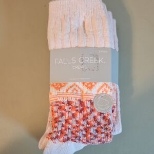 Falls Creek Crew Socks - Pink and White